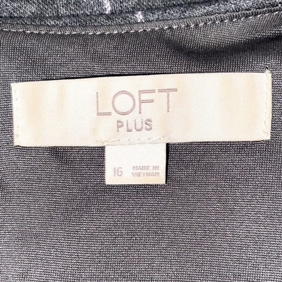 LOFT Plus Windowpane Plaid Sleeveless Ruffle Flouce Hem Shift Dress Academia 16 - Picture 7 of 11